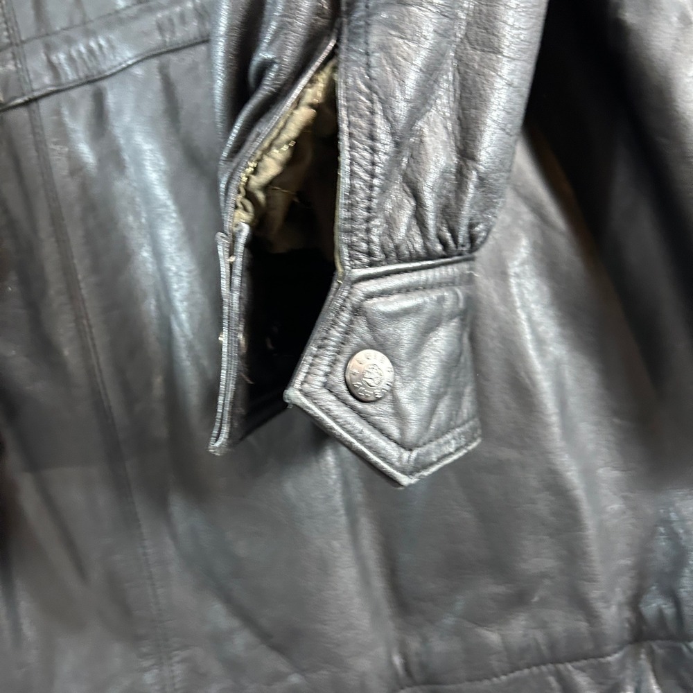 Vintage Luis Alvear Leather Jacket Mens L Bomber Style Black Olive Pockets Korea - Picture 11 of 12